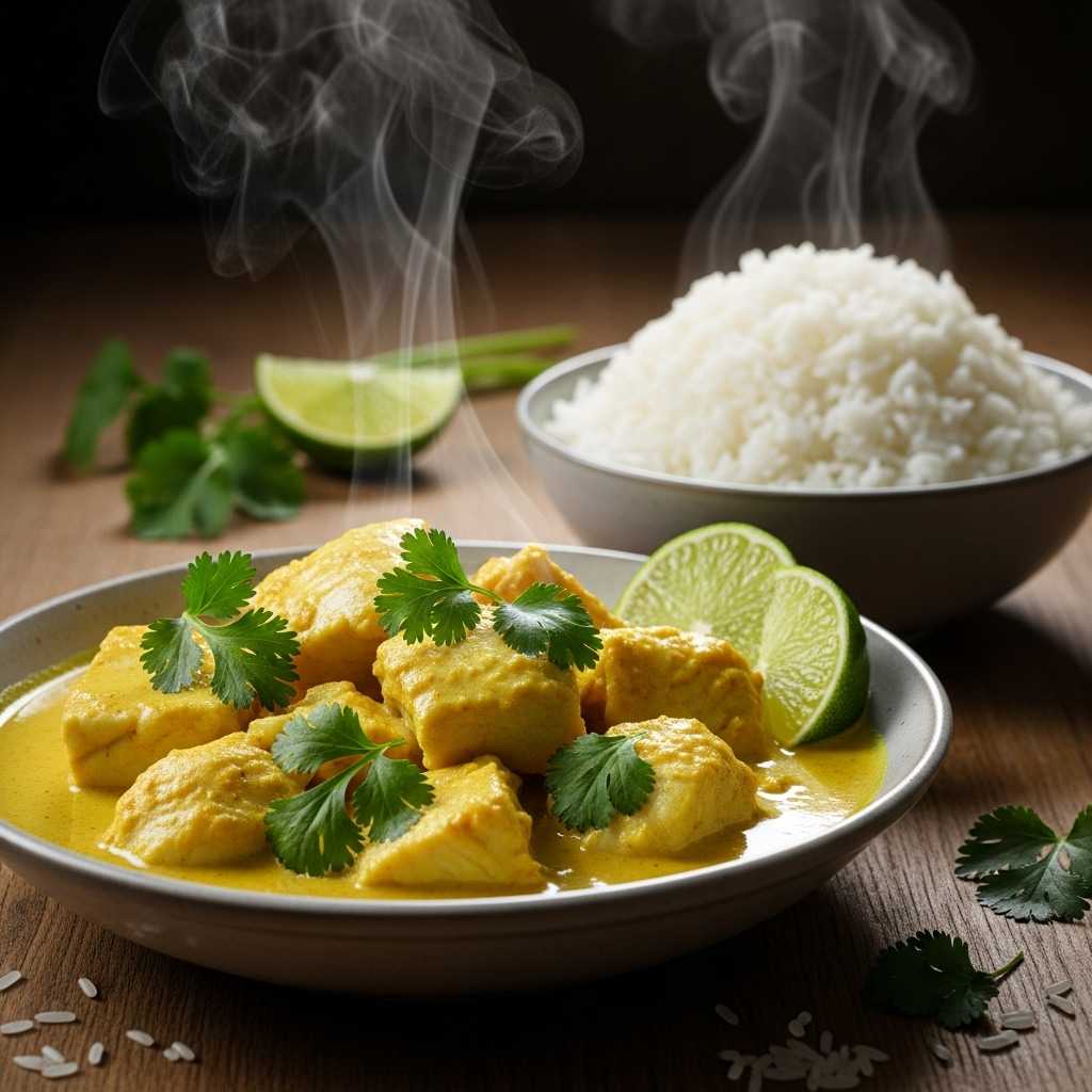 Coconut Lime Fish Curry with Jasmine Rice
