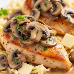 Pan seared mushroom chicken